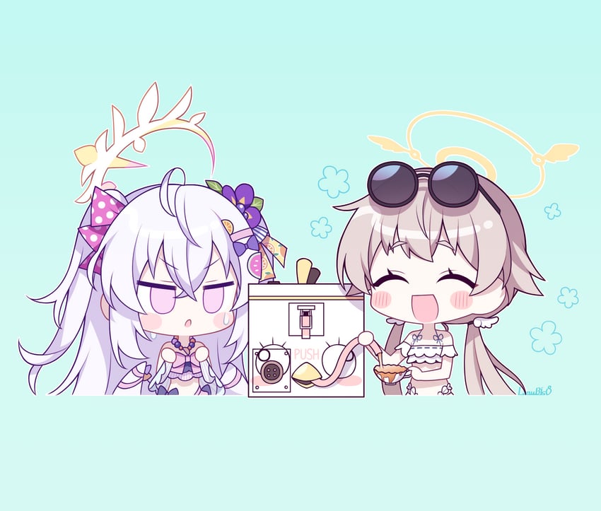 hifumi, azusa, and peroro (blue archive) drawn by lanubis