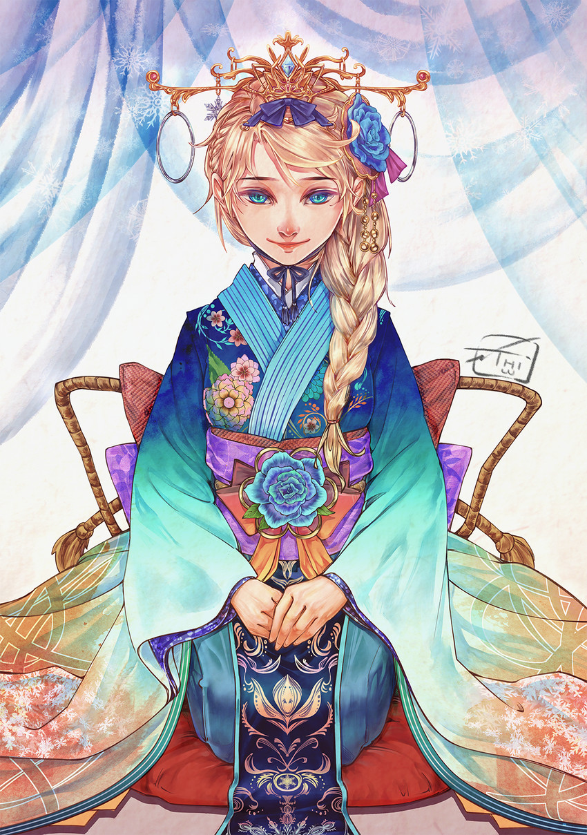 elsa (frozen) drawn by tiii