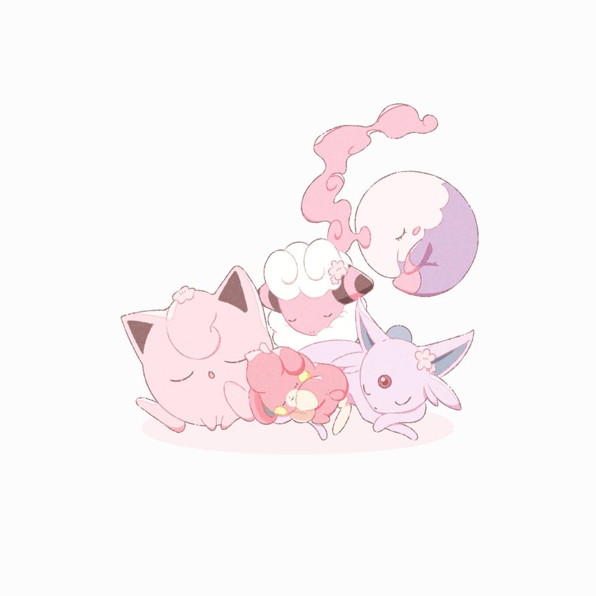 espeon, jigglypuff, pawmi, musharna, and flaaffy (pokemon) drawn by kuu02h