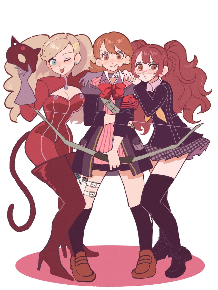 kujikawa rise, takamaki anne, takeba yukari, and panther (persona and 4 more) drawn by chimney_(chimney0311)