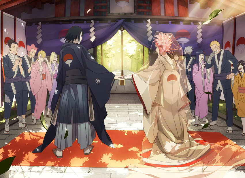 haruno sakura, uzumaki naruto, hyuuga hinata, uchiha sasuke, yamanaka ino, and 6 more (naruto) drawn by oba-min