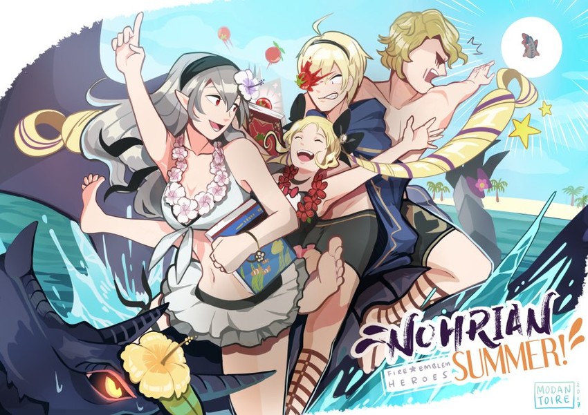 female corrin, elise, leo, xander, and lilith (fire emblem and 2 more) drawn by gnohcci_(modantoire)
