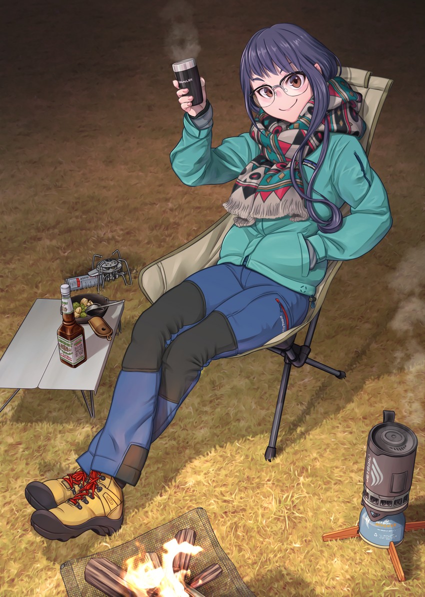 oogaki chiaki (yurucamp and 1 more) drawn by kobu_ride