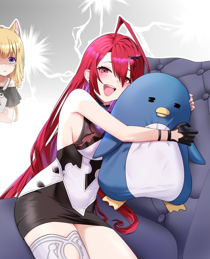 elizabeth rose bloodflame and aki rosenthal (hololive and 1 more) drawn by ar-khey