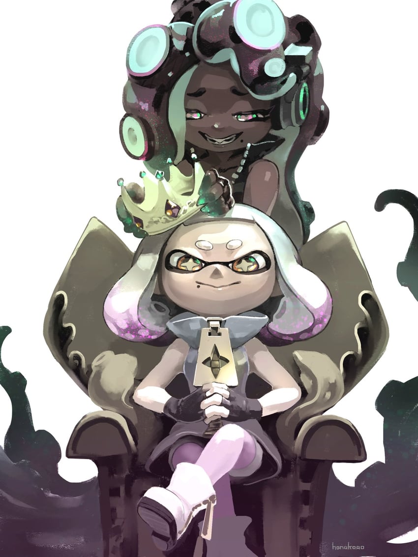 marina and pearl (splatoon and 1 more) drawn by hanako515_ika