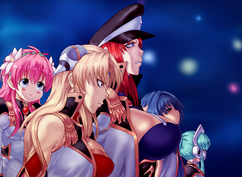 milfeulle sakuraba, mint blancmanche, ranpha franboise, forte stollen, and vanilla h (galaxy angel) drawn by sawao