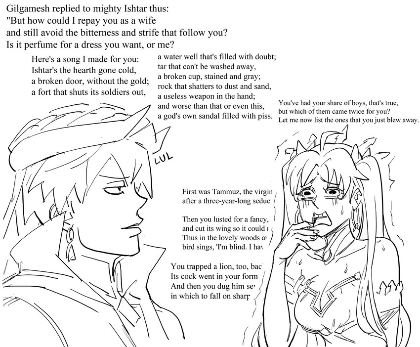 ishtar and gilgamesh (fate and 2 more) drawn by bb_(baalbuddy)