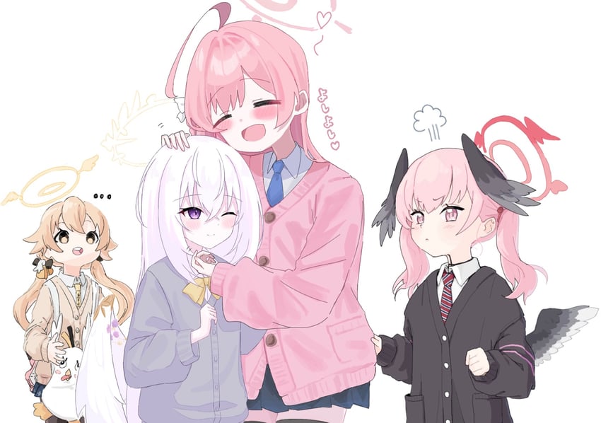 koharu, hanako, hifumi, azusa, and peroro (blue archive) drawn by puyoteto