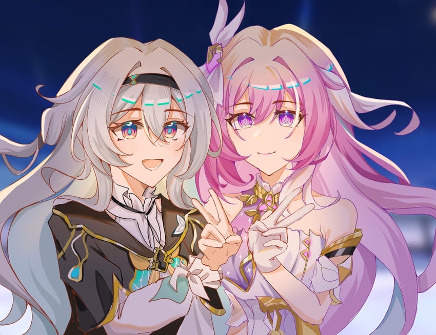 firefly and elysia (honkai and 2 more) drawn by touxiangshibenrenbiewenle