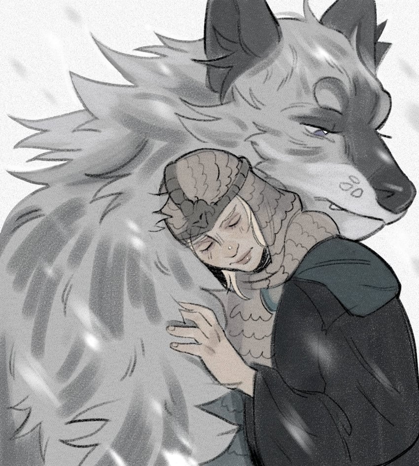 latenna the albinauric and lobo (elden ring) drawn by sadmishutkaa