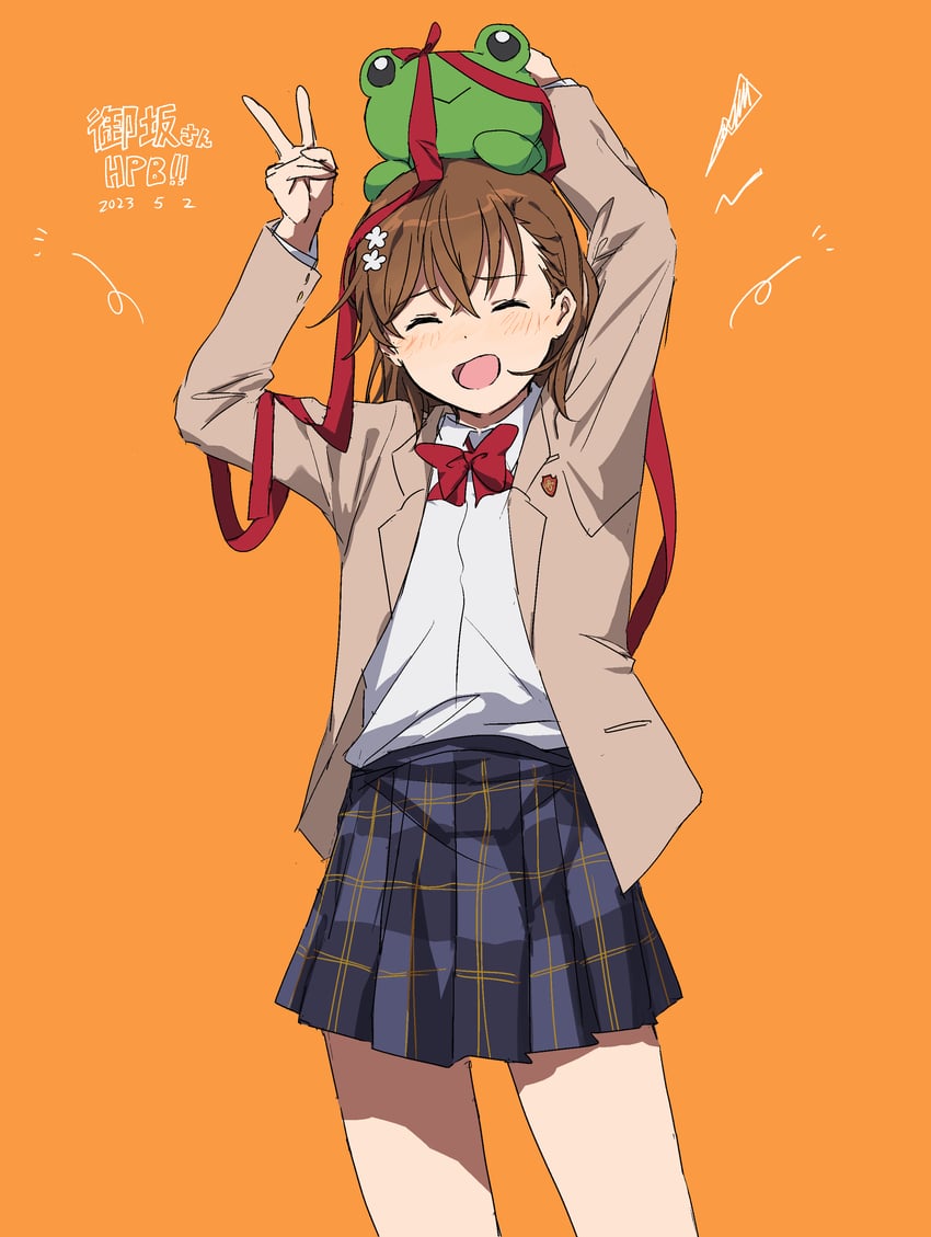 misaka mikoto and gekota (toaru majutsu no index and 1 more) drawn by takatisakana