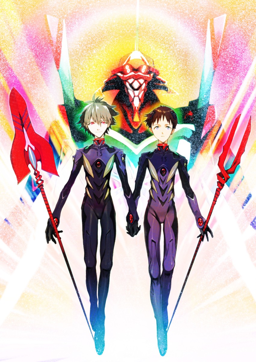 ikari shinji, nagisa kaworu, and eva 13 (neon genesis evangelion and 2 more) drawn by hosaka_dx