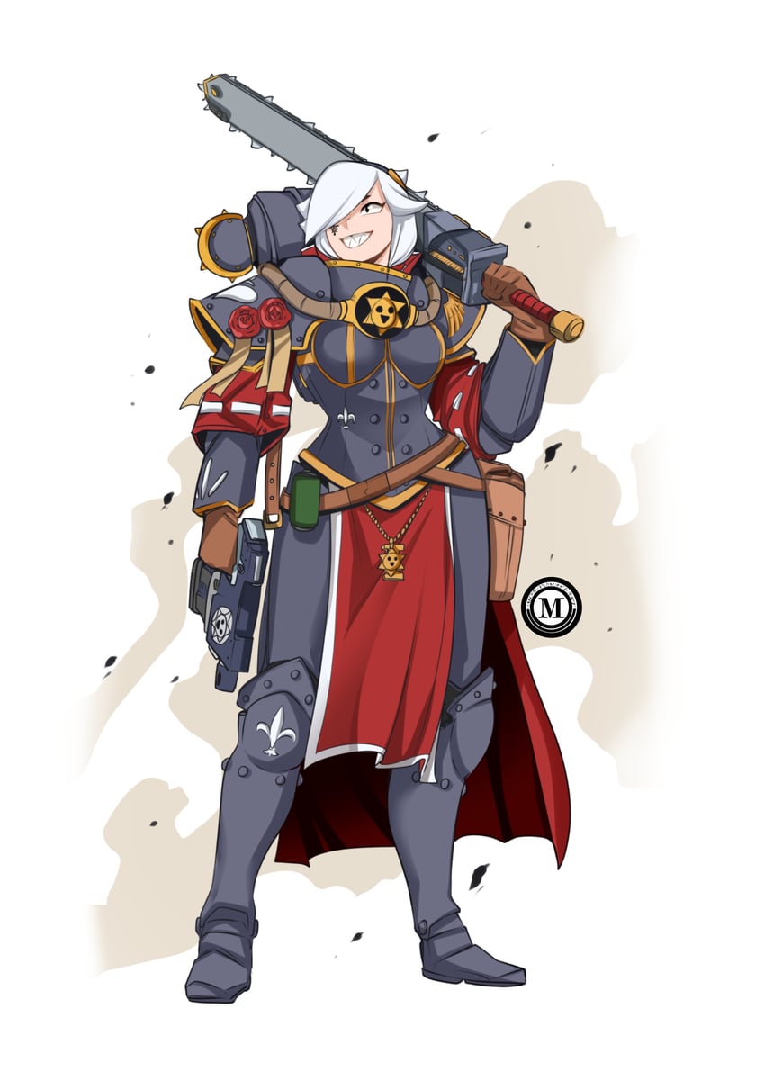 adepta sororitas and colette (warhammer 40k and 1 more) drawn by monyumaki_art