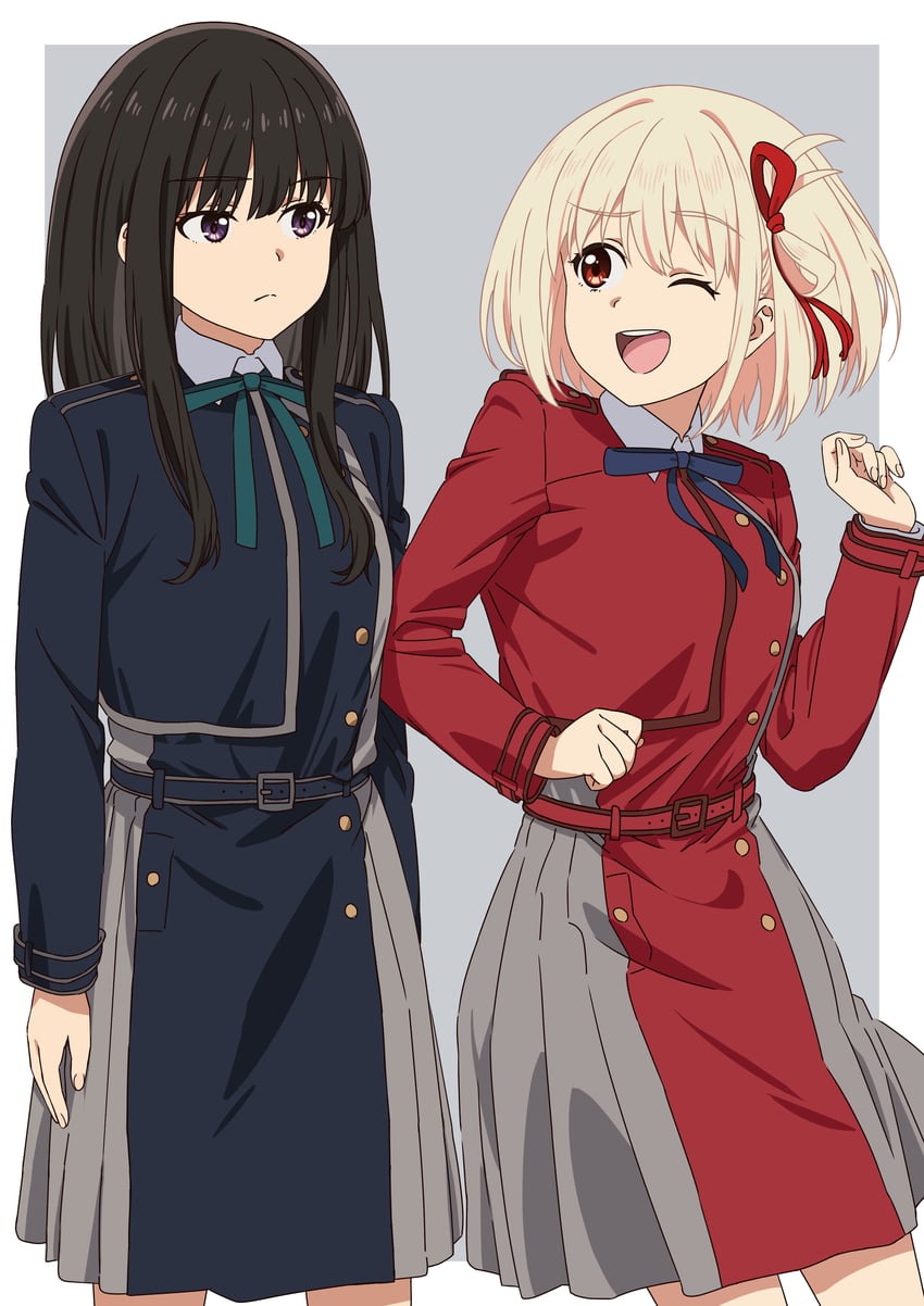 nishikigi chisato and inoue takina (lycoris recoil) drawn by asada7101
