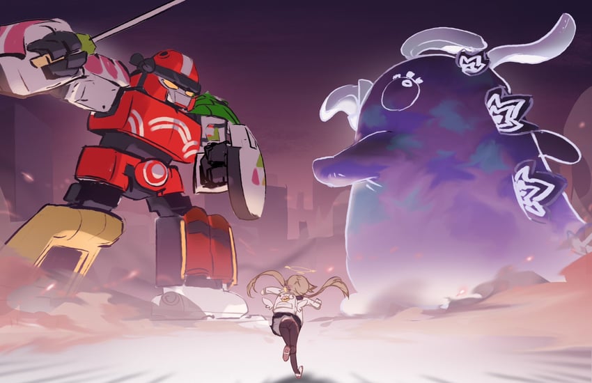 hifumi, peroro, perorozilla, and kaiten fx mk.0 (blue archive and 2 more) drawn by nemo_(leafnight)