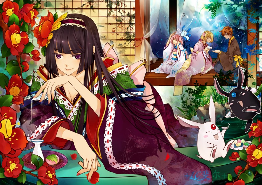mokona, sakura hime, ichihara yuuko, xiaolang, hanato kobato, and 1 more (tsubasa chronicle and 2 more) drawn by saiyki