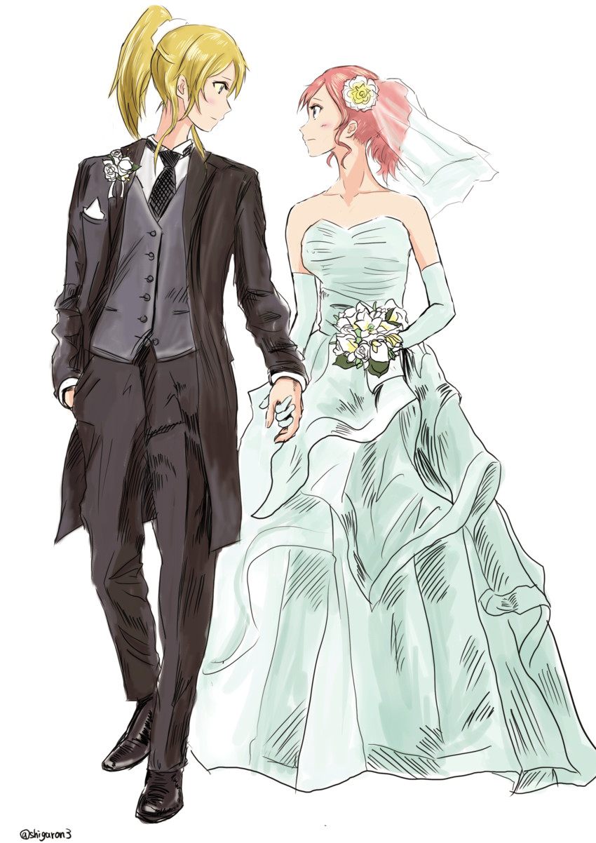 nishikino maki and ayase eli (love live! and 1 more) drawn by shigaron_(djtjaxk)