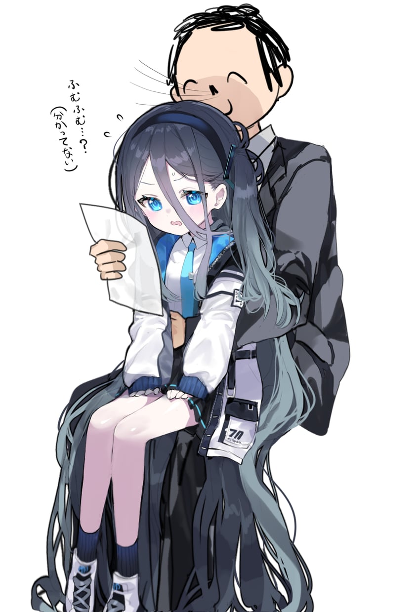 sensei, doodle sensei, and aris (blue archive) drawn by amanatsu_uni