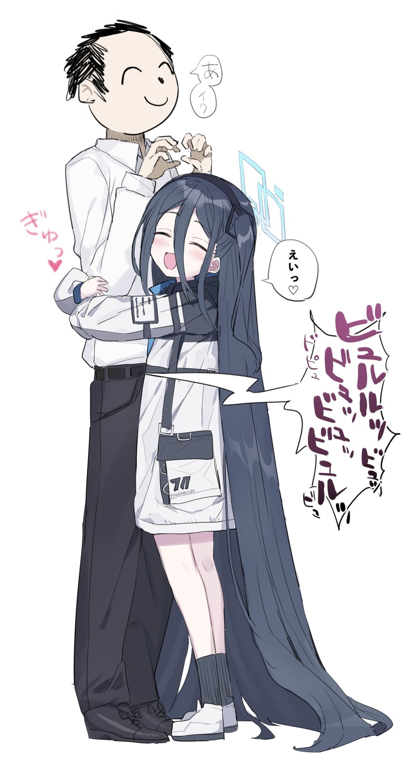 sensei, doodle sensei, and aris (blue archive) drawn by anba_kohaku