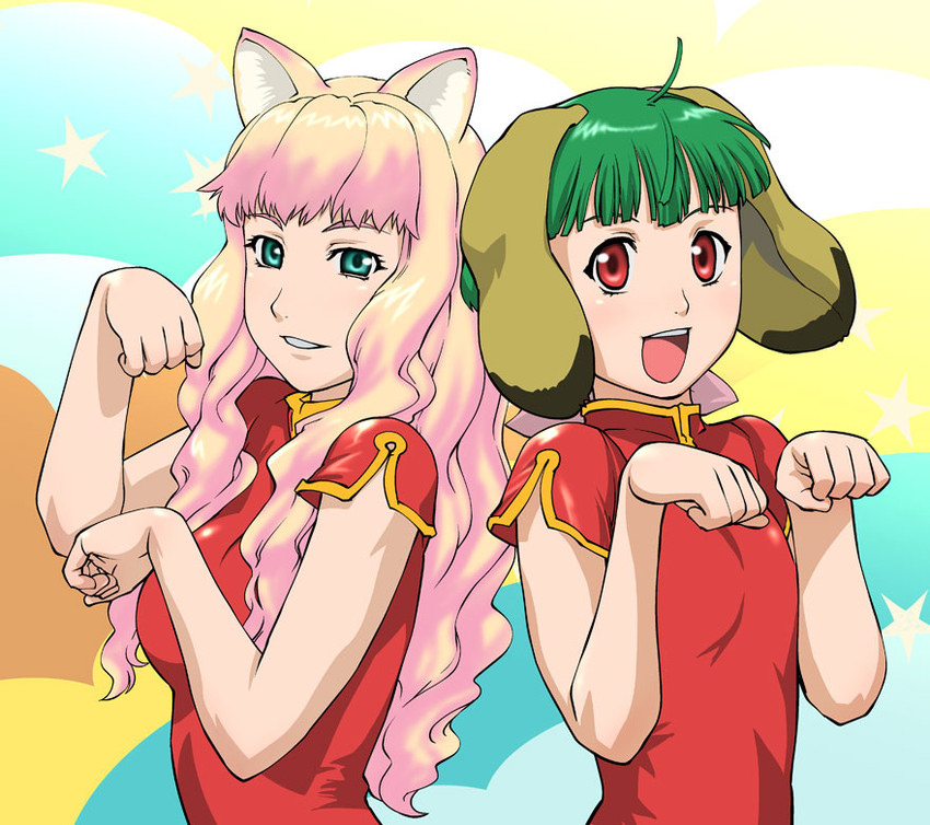 sheryl nome and ranka lee (macross and 1 more) drawn by ueyama_michirou