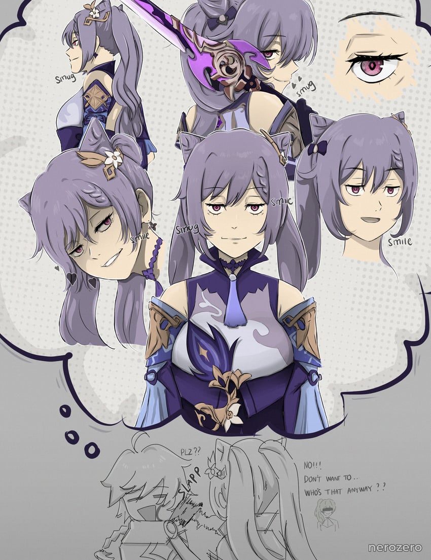 aether, keqing, and ubel (genshin impact and 1 more) drawn by nerozero