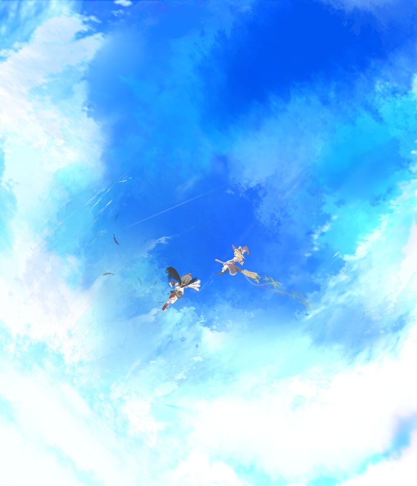 kirisame marisa and shameimaru aya (touhou) drawn by yoshioka_yoshiko