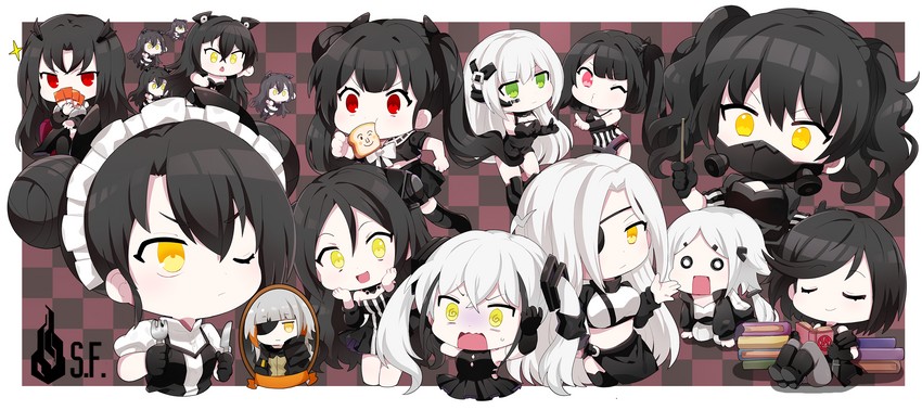 agent, m16a1, architect, destroyer, ouroboros, and 8 more (girls' frontline) drawn by jin2