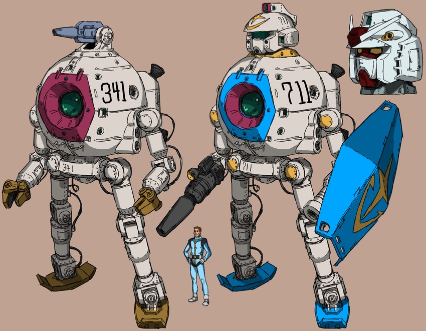 rx-78-2 gundam, gm, and ball (gundam and 1 more) drawn by munya_(otikamohe)