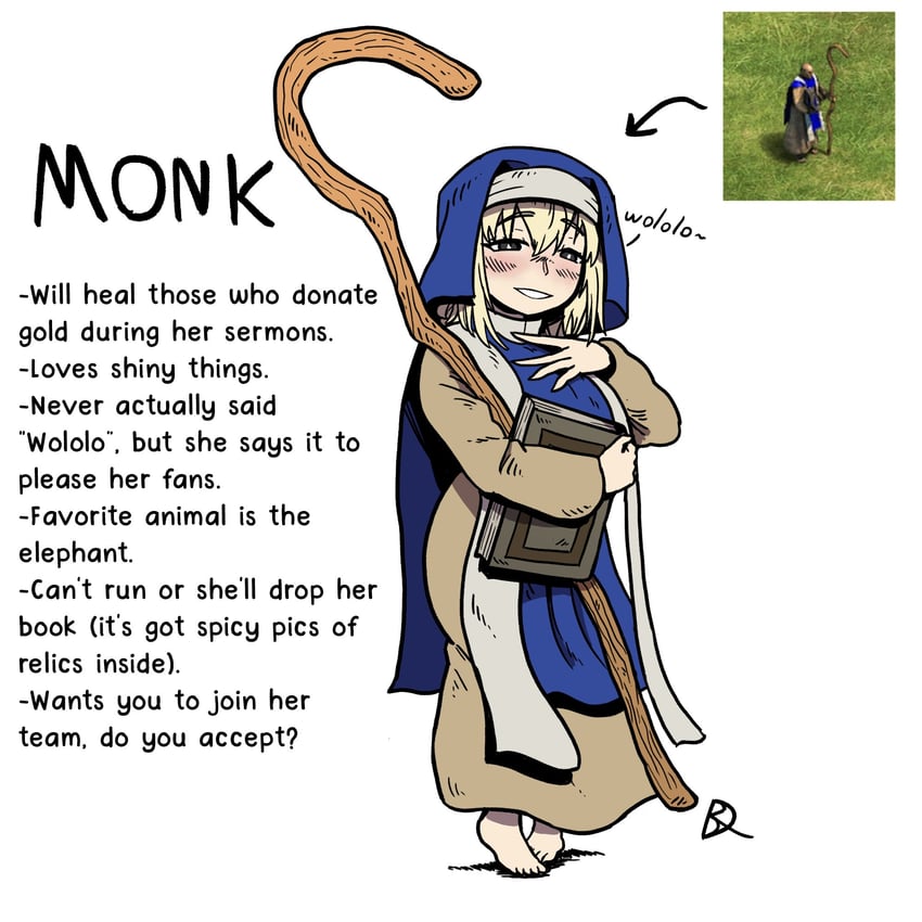 monk (age of empires and 1 more) drawn by kabewski