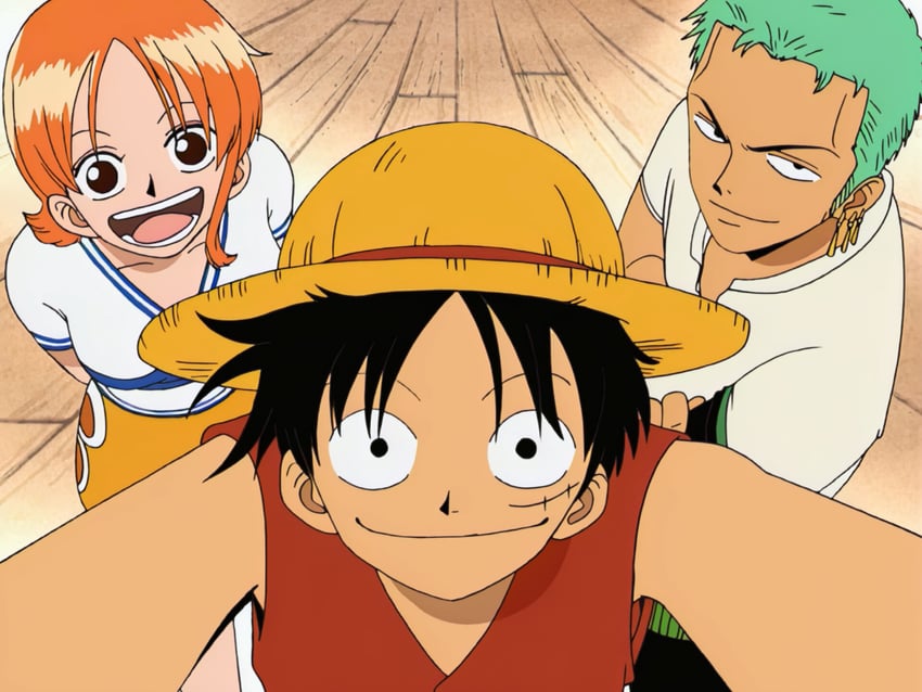 nami, monkey d. luffy, and roronoa zoro (one piece)