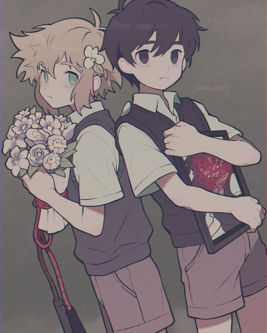 sunny, basil, and mari (omori) drawn by moti_(m0cch1m0)