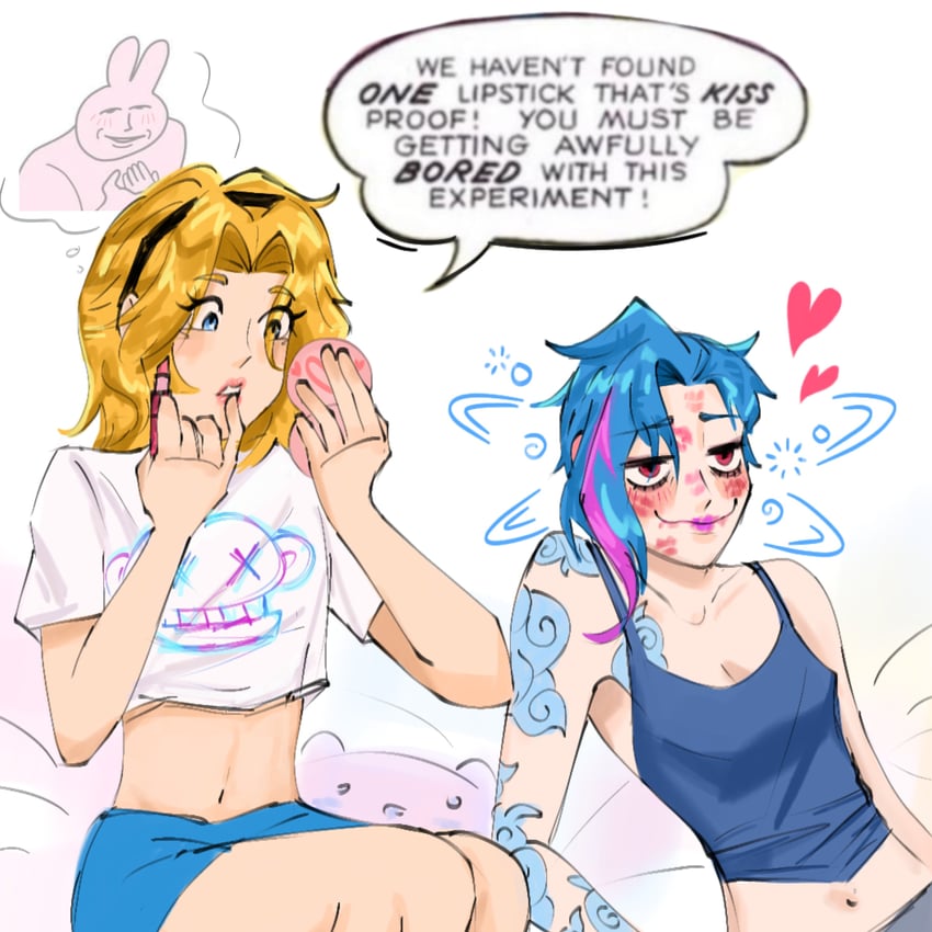 jinx, lux, and arcane fractured jinx (league of legends and 2 more) drawn by cacupld