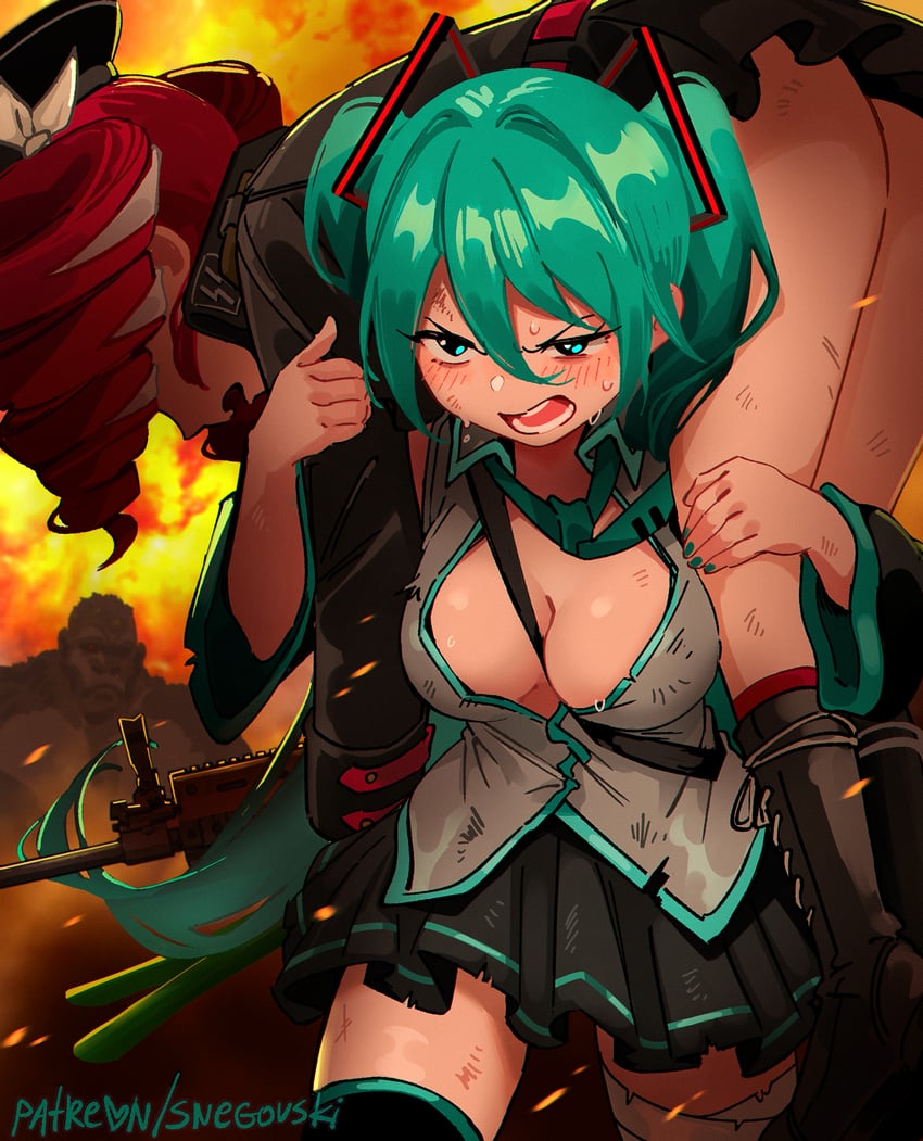 hatsune miku and kasane teto (vocaloid and 2 more) drawn by snegovski