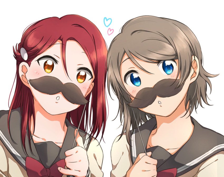 watanabe you and sakurauchi riko (love live! and 1 more) drawn by yuchi_(salmon-1000)