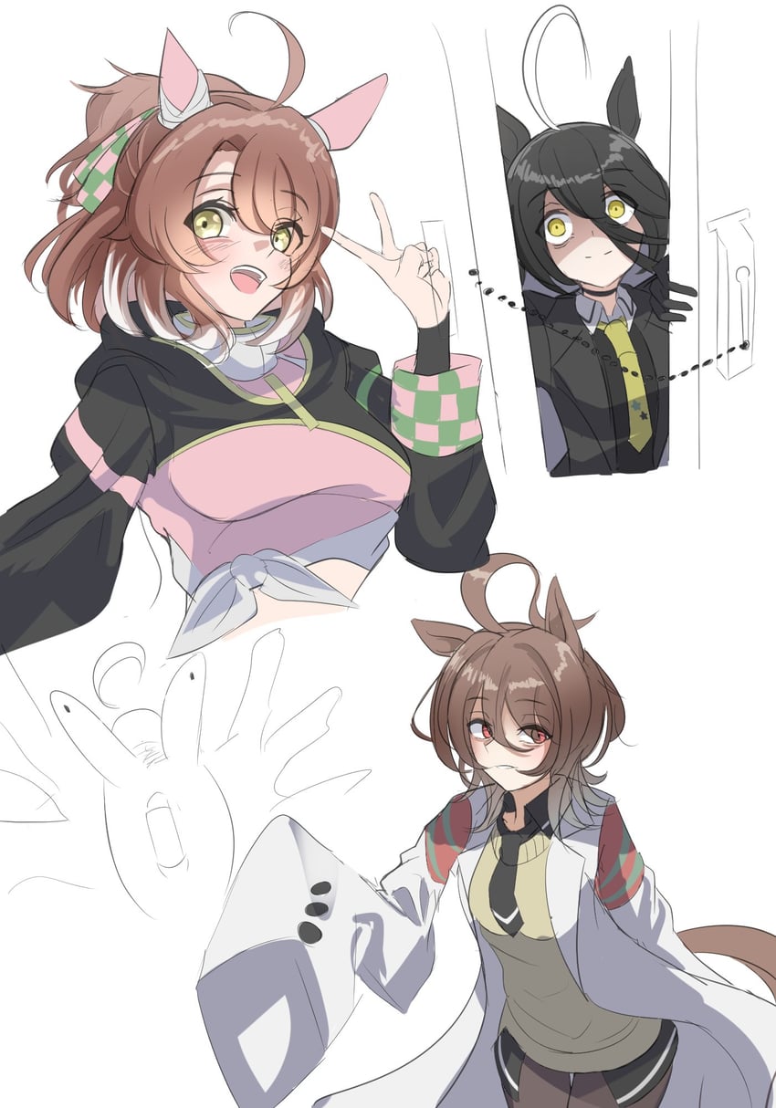 agnes tachyon, manhattan cafe, and dantsu flame (umamusume) drawn by buckwheat638478