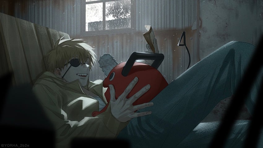 denji and pochita (chainsaw man) drawn by yorha_2b2e