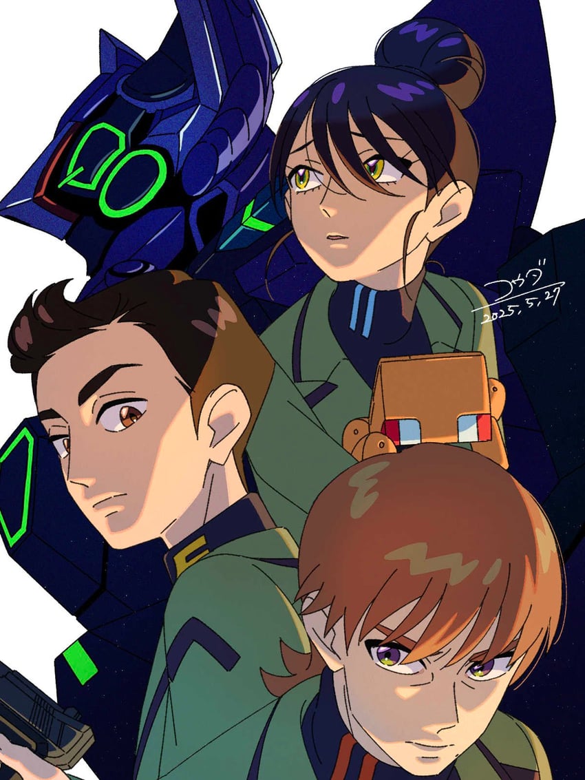 nyaan, conch, xavier olivette, gfred, and miguel serverto (gundam and 1 more) drawn by kouda_mana