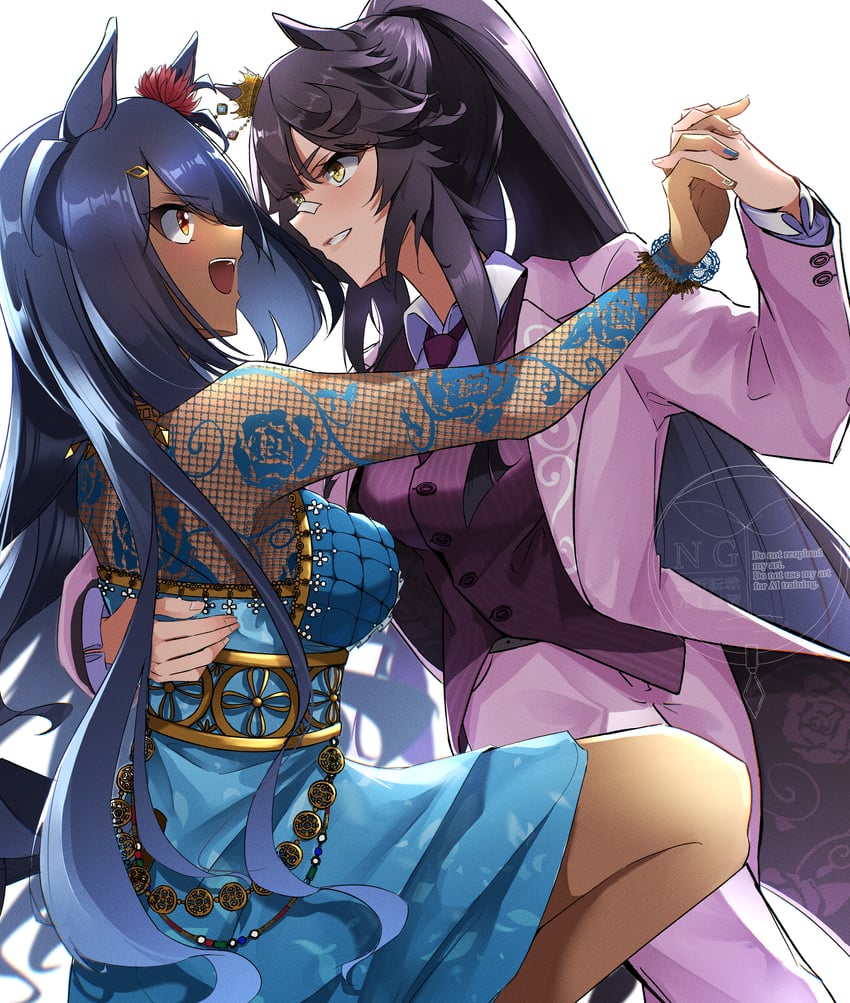 narita brian and hishi amazon (umamusume) drawn by naegi_happy