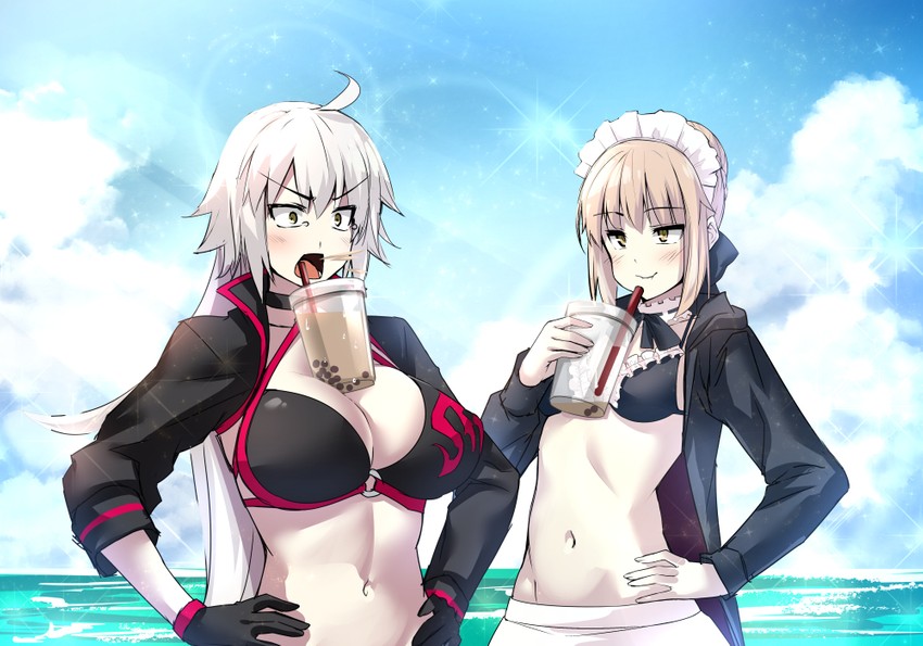 artoria pendragon, jeanne d'arc alter, and saber alter (fate and 1 more) drawn by keigen_hichou