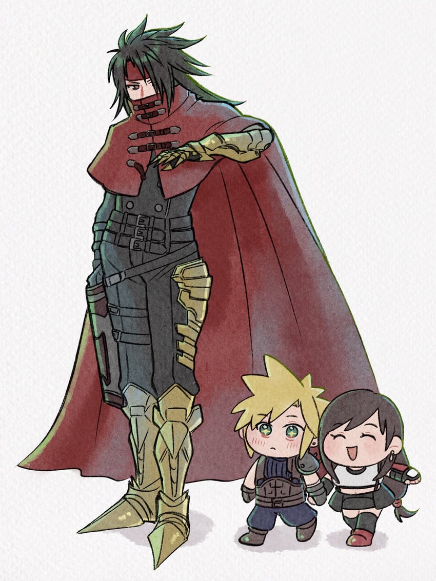 tifa lockhart, cloud strife, and vincent valentine (final fantasy and 3 more) drawn by rena_s1226