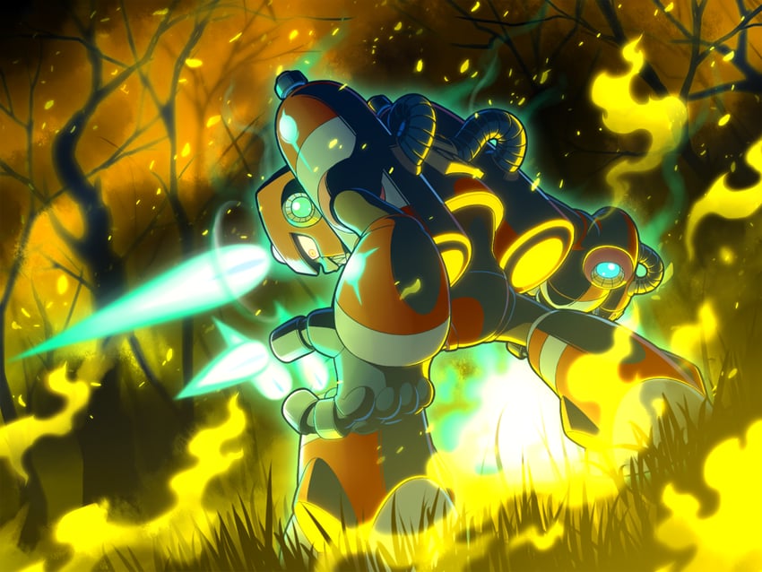 burner man (mega man and 1 more) drawn by napo