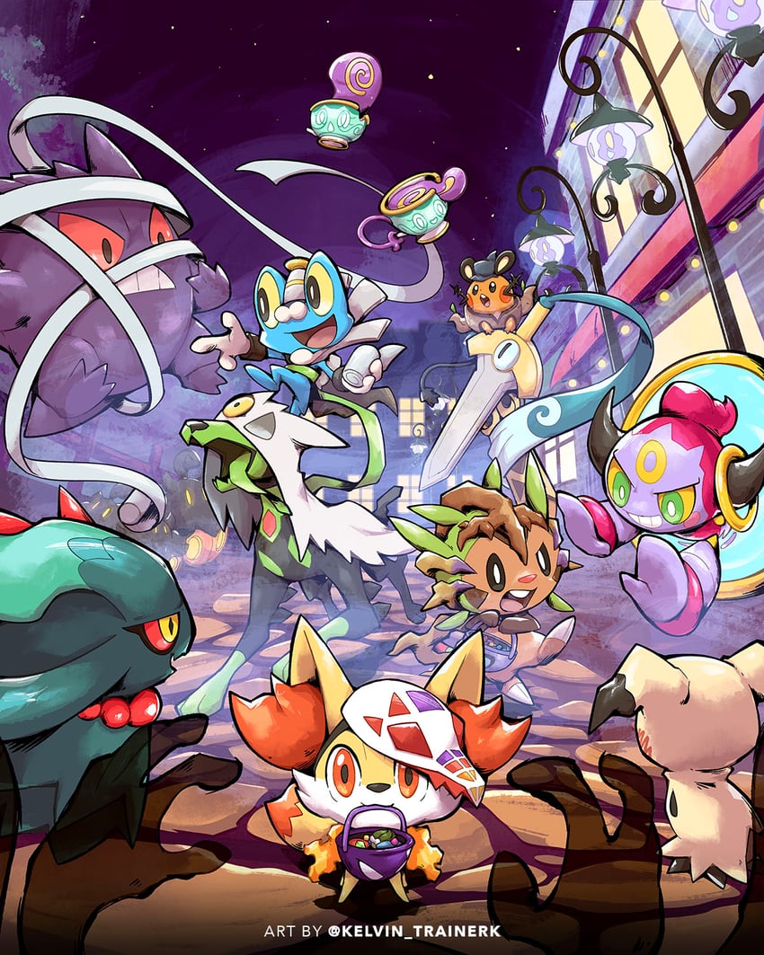 gengar, mimikyu, fennekin, dedenne, chespin, and 7 more (pokemon) drawn by kelvin-trainerk