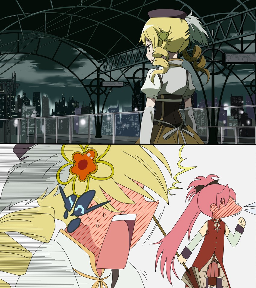 sakura kyoko and tomoe mami (mahou shoujo madoka magica and 1 more) drawn by takahiro_(rikky)