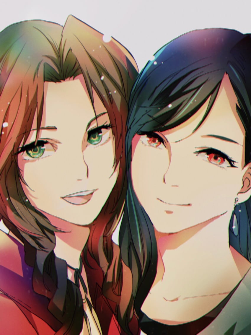 tifa lockhart and aerith gainsborough (final fantasy and 2 more) drawn by bombyxmori_ckr