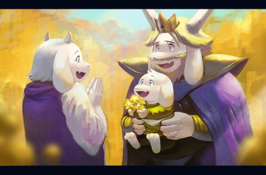 toriel, asriel dreemurr, and asgore dreemurr (undertale) drawn by sv_grart
