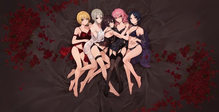 jougasaki mika, ichinose shiki, hayami kanade, miyamoto frederica, and shiomi syuko (idolmaster and 1 more) drawn by modare