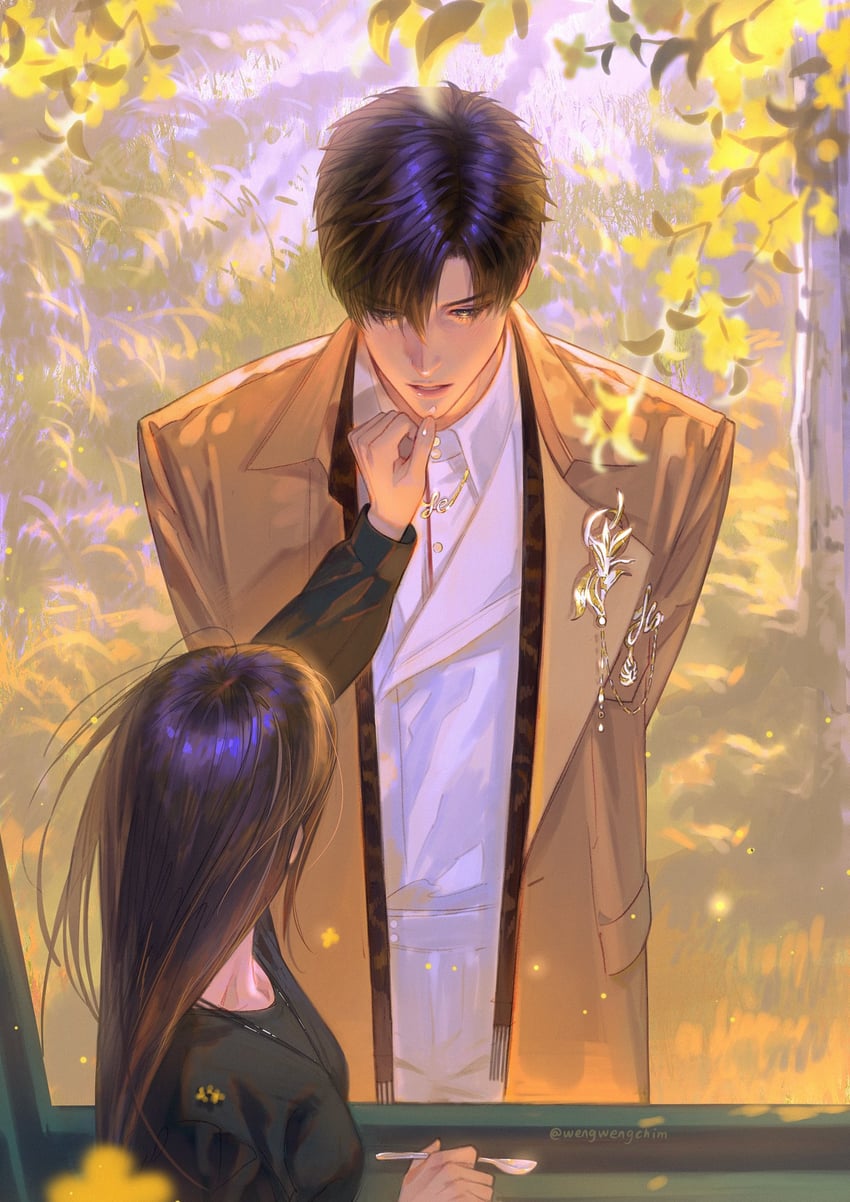 protagonist and zayne (love and deepspace) drawn by wengwengchim