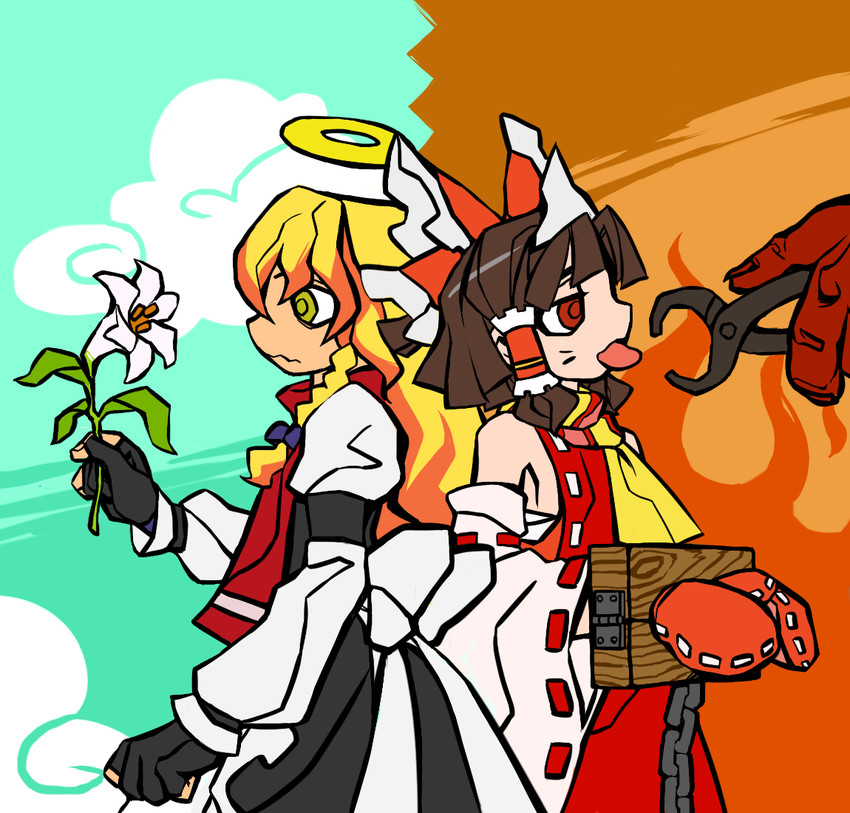hakurei reimu, kirisame marisa, benikurage, and mars (touhou and 1 more) drawn by scotch_(cookie)
