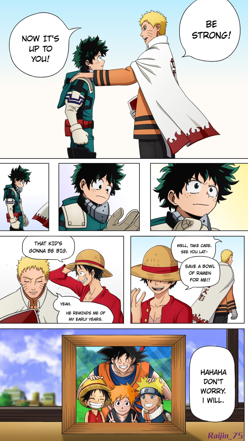 son goku, monkey d. luffy, midoriya izuku, uzumaki naruto, and kurosaki ichigo (one piece and 6 more) drawn by sean_cliff