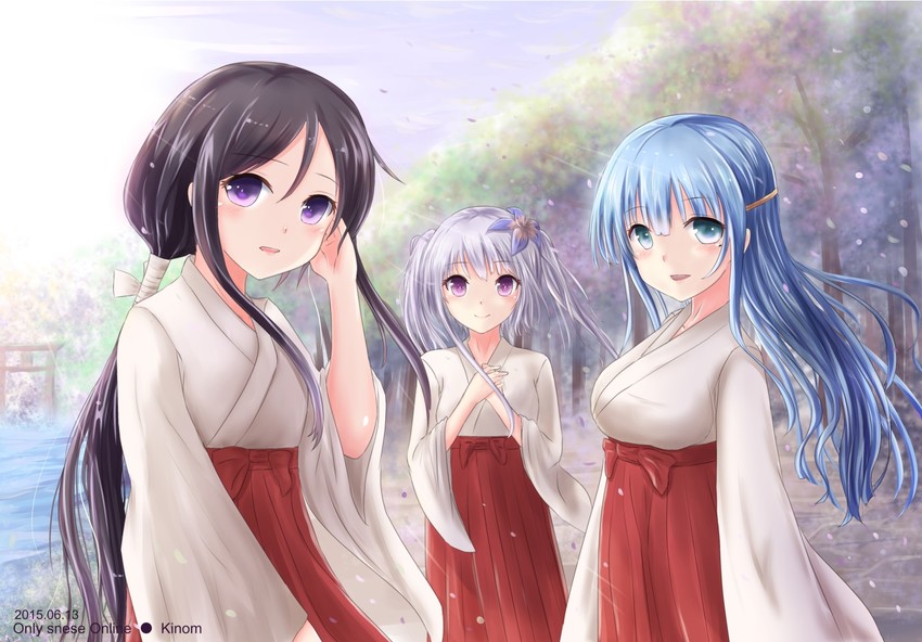 myuu, yun, and sei (only sense online) drawn by kinomtan